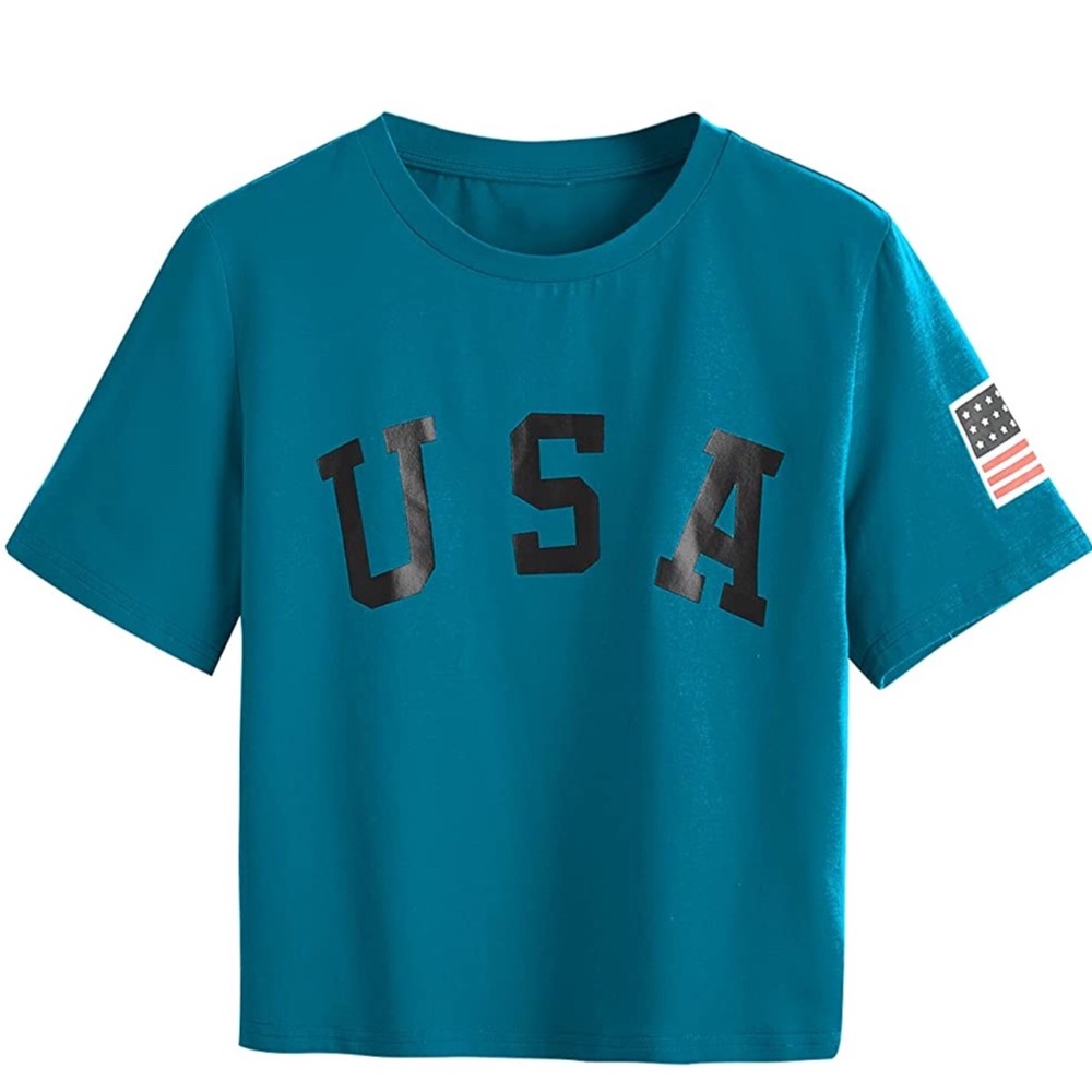 New In Bag. Unbranded USA cropped tee. Size XL